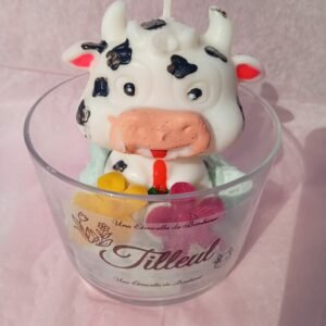 Bougie parfumée tilleul avec décoration vache artisanale