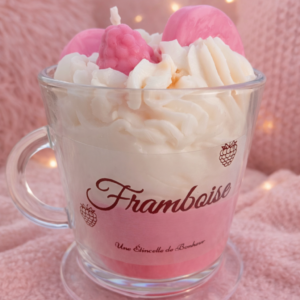 Bougie parfumée framboise artisanale dans pot en verre