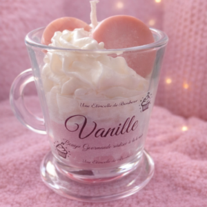 Bougie parfumée vanille artisanale dans pot en verre