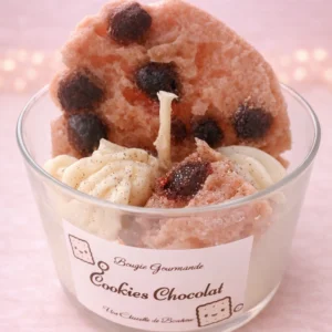 Bougie parfumée cookies chocolat artisanale dans pot en verre